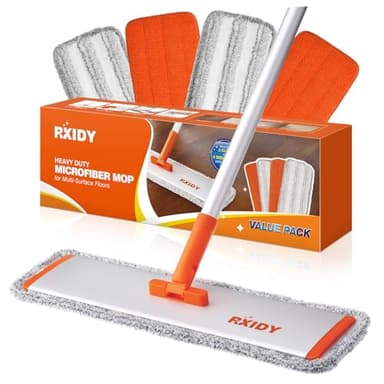 RXIDY Balai Serpillère Professionnel Balais Nettoyer Sol avec 4 Tampons Lavables Réutilisables Serpillere Balai pour Le Bois Dur, Le Stratifié, Le Bois