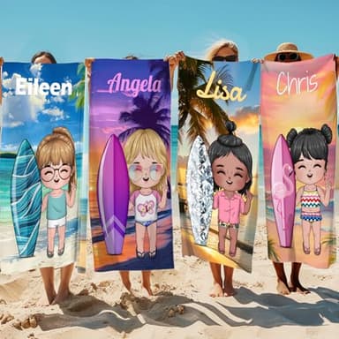 MJARTORIA Personnalisée Serviette de Plage Microfibre avec Nom, Grande Serviette de Bain pour Femme Meilleures Amies Dress up, Anti Sable Drap de Plage pour Natation Sauna Yoga Fitness 90x180 Fille