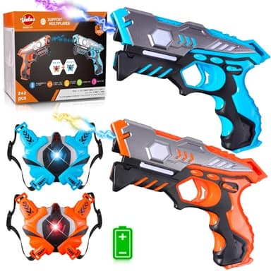 VATOS Pistolet Laser Tag Infrarouge avec Gilet - 2 Packs pour Enfants et Adultes Jeu d'intérieur et d'extérieur, Activité de Groupe Jouet Amusant Laser Tag Cadeau pour garçons Filles 6 Ans et +