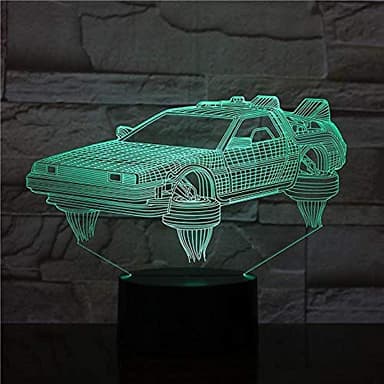Retour vers le futur véhicule voiture lampe 3D joli cadeau pour les fans de cinéma LED veilleuse à piles veilleuse Décoration de la chambre