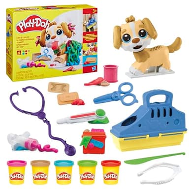 Play-Doh Coffret Le Cabinet Vétérinaire, Mallette Transportable avec Chien, 10 Outils et 5 Pots de Pâte à Modeler Atoxique, Jouet Créatif pour Enfants dès 3 Ans