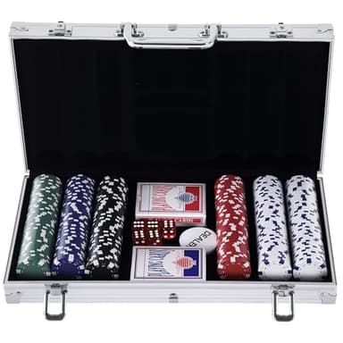 HOMCOM Mallette de Poker Coffret de Poker Complet avec 300 jetons 2 Jeux de Cartes + 2 clés Aluminium