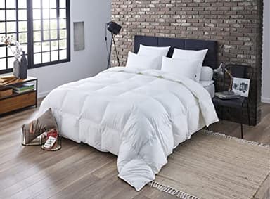 DODO - Couette Chaude Naturelle Percale Coton 240x260 cm - Convient 2 Personnes - Tissu 100% Coton Percale - Garnissage 10% Duvet 90% Plumettes - Lavable en Machine à 40°C