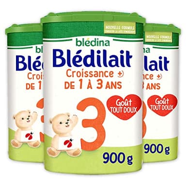 Blédina Blédilait Croissance 3+ Lait en Poudre pour Bébé, 3 x 900g