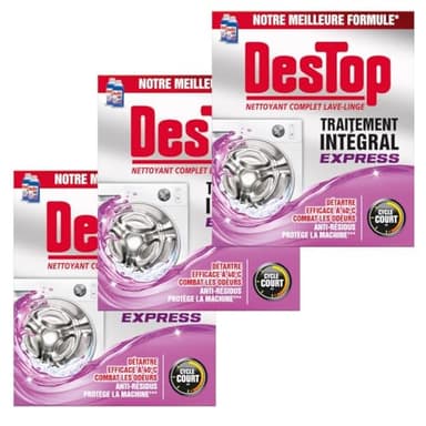 DESTOP Lot de 3 Nettoyant Lave-Linge Express, Anti-Calcaire, Anti-Moisissure
