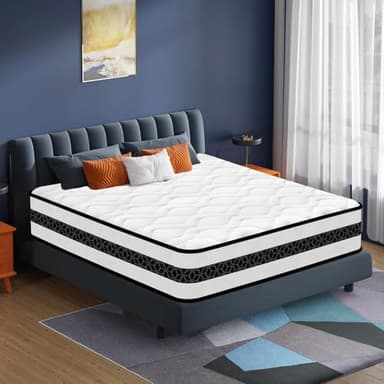 Matelas 140x190 cm Épaisseur 28cm - Hybrid : Mousse à Mémoire de Forme + Ressorts Ensachés Indépendant - Multicouches Extra Confort 7 Zones - Respirant - Hypoallergénique - H3 Mi-ferme, Oeko-tex