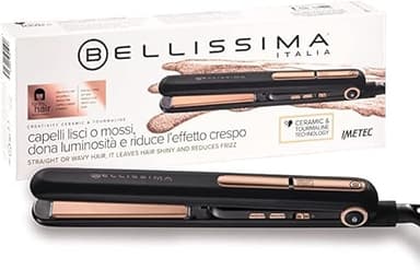 Bellissima Imetec Creativity Ceramic & Tourmaline, fer à lisser, coiffant lisse ou ondulé, revêtement céramique et tourmaline, réglage de la température de 150 °C à 230 °C, chauffage rapide