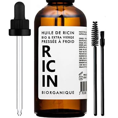 Huile de Ricin 100% Bio, Pure et Naturelle - 50 ml - Soin pour Cheveux, Cils, Ongles, Peau.