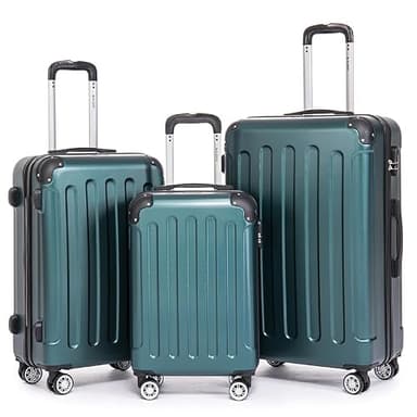 Boleedy Set Valise 3 Pièces (55/66/76cm),Lot Valise Rigide ABS Grande Taille Durable,Ensemble Valise de Voyage avec 4 roulettes 360°,Sets de Bagages