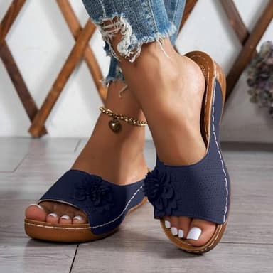 Générique Claquettes Femme,Chaussure Femme ete,Sandale Femme été Mules Confortable en Cuir pour,Chaussures Orthopédiques Femme,Femme Sandale Mode Bout Ouvert Compensées,Plateforme Pantoufles