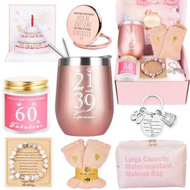 Awfrky Cadeau 60 ans Anniversaire Femme, coffret cadeau de joyeux 60e anniversaire pour meilleures amies, femme, maman, épouse, fille, sœur, sa petite amie, collègue, meilleure amie
