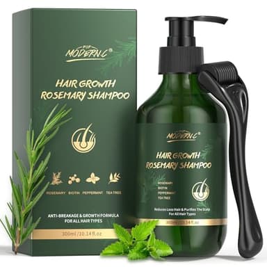 Shampoing au Romarin et à la Biotine Pour la Croissance des Cheveux - Anti-Chute Pour Cheveux Clairsemés Pour Hommes et Femmes - épaississant, Riche en Nutriments Naturels, Sans Sulfate, 10 fl oz