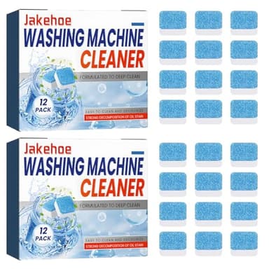Nettoyant Lave Linge, 24 Tabs Nettoyant Machine à Laver, Washing Machine Cleaner, Applicable à Lave-linges HE, à Chargement par le Haut et Frontal, Anti Calcaire Lave Linge, Élimine les Odeurs