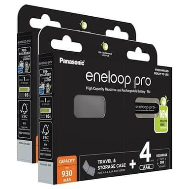 Eneloop Pro Lot de 2 x 4 Piles Rechargeables NiMh AAA/HR03 930mAh + boîte de Rangement