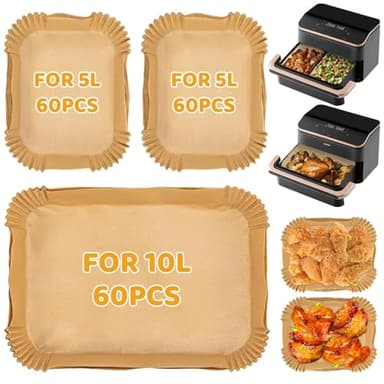 180 Pièces Papier Cuisson Air Fryer pour Cosori Air Fryer 10l Twinfry, Accessoire Airfryer Papier Sulfurisé pour Air Fryer Cosori 10L