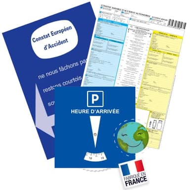 Kit Jeune Conducteur Voiture INDISPENSABLE ✯Fabrication FRANÇAISE✯ Accessoire Voiture Interieur Disque Zone bleue + Constat Amiable Accident Accessoires Auto Voiture Accessoires Intérieurs (GARANTIE)