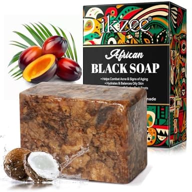 Savon Noir Africain Biologique, Savon Africain Contre L'Acné Et Les Taches Brunes, African Black Soap Barre De Savon Noir Brut Pour Tous Les Types De Peau - Visage, Corps, Cheveux, 100g