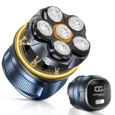 Rasoir Tête Chauve Homme 6D Tête Magnétique Rasoir Tondeuse Électriques Hommes Rasoir Crane, 2 Vitness, Humide et Sèche, Écran LED, Type-C pour Visage et Coiffage Chauve