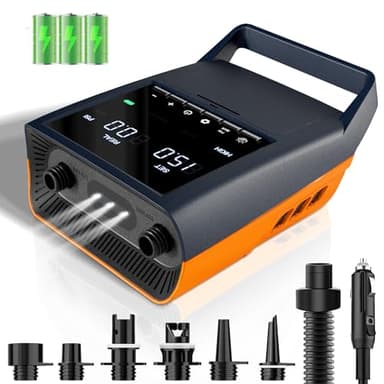 Mojimdo Pompe Électrique Haute Performance pour Sup - 20PSI, Rechargeable avec Éclairage Intégré - Gonflage 30% Plus Rapide, Arrêt Automatique, Double Alimentation 12V DC & Type-C