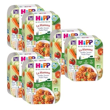 HiPP - La Mamma - Tortellini Tomates Poulet Origan - Assiettes - 6x250 g