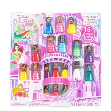 Princesses Disney coffret de 18 vernis à ongles pour enfants, à base d'eau, décollables et à séchage rapide et, idéal pour les fêtes et les soirées pyjama à partir de 3 ans, par Townley Girl