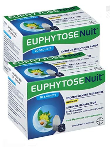 Euphytose nuit infusion Bayer - boite de 20 infusions - ENDORMISSEMENT PLUS RAPIDE & SOMMEIL REPARATEUR - Lot de 2 Boites de 20 Sachets (2)