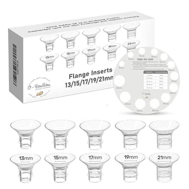 10 Inserts de Bride sans BPA 13/15/17/19/21mm – Compatible Avec Bride 24mm Bouclier des Tire Lait de Momcozy S9/S12 Pro M5 /Nullie/KISSBOBO/Medela/Philips/Bellababy– Avec Carte de Mesure pour Mamelons