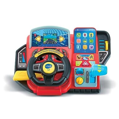VTech - Super Console Turbo Pilote, Simulateur de Conduite avec Écran Couleur et Tableau de Bord, Courses de Voitures, Apprentissages et Jeux, Cadeau Enfant de 3 Ans à 8 Ans - Contenu en Français
