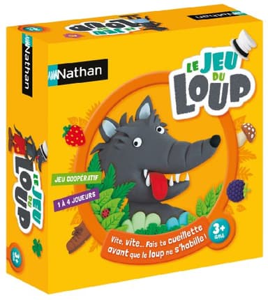 Nathan – Le jeu du Loup | Jeu de société | Coopératif pour Enfants | Fini ta Cueillette avant que le Loup soit Habillé | Premier jeu de société Amusant pour Tout-Petits | De 1 à 4 joueurs | Dès 3 ans