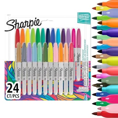 Sharpie Marqueurs Permanents | Stylos à Pointe Fine | Couleurs Assorties | 24 Marqueurs