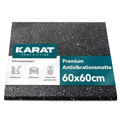 KARAT Tapis anti-vibration 60 x 60 cm, 3 mm d'épaisseur, tapis anti-vibration découpable, pour machine à laver et sèche-linge, tapis en caoutchouc, tapis d'insonorisation, tapis en caoutchouc