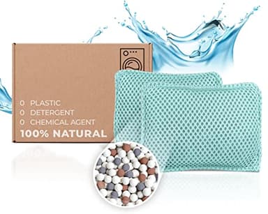 Finggui, Boule de lavage 100% écologique en forme de sachet naturel, 500 Lavages - Antibactérien et Hypoallergénique avec perles Céramique pour un nettoyage sans Détergent - Pack de 2
