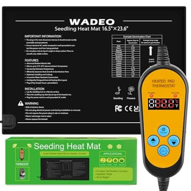 WADEO Tapis Chauffant pour Plantes 60 X 42 cm, Tapis Chauffant pour Semis avec Thermostat 5°c à 45°c, 60W Tapis de Culture, Tapis Chauffant pour Serre pour Germination de Semis, Germination de Semis