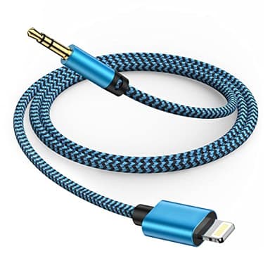 Gaef Cable Jack iPhone, Câble Auxiliaire Voiture Lightning vers Jack 3,5mm Stéréo, Adaptateur Prise J ack iPhone Voiture compatible avec i Phone 14/13/12/X/11/8/7 Pro Max, 1M