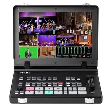 FoMaKo M6 Mélangeur Vidéo HDMI 4K, écran LCD Full HD 10,1 Pouces, commutateur de Diffusion en Direct 5 canaux, entrée 4K 60 IPS, Sortie 1080p 60 IPS, commutateur vidéo SDI + HDMI
