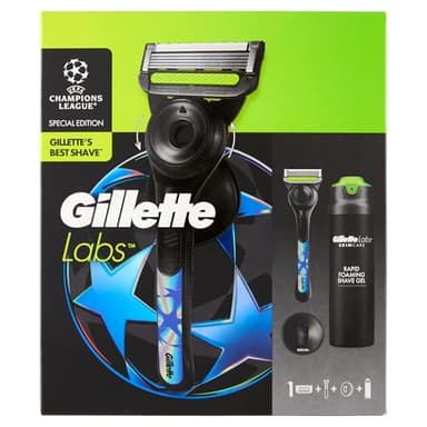 Gillette Labs Coffret cadeau Rasoir 1 lame + Pendentif douche + Gel à raser Labs 198 ml UEFA Champions League