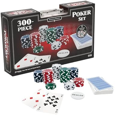 Goliath - Mallette Poker : Set 300 JETONS - Mallette en Aluminium Complète avec Jeu de Cartes, 300 Jetons Poker et 5 Dés - Jeu de Société pour Adultes et Enfants dès 6 Ans - 2 + Joueurs