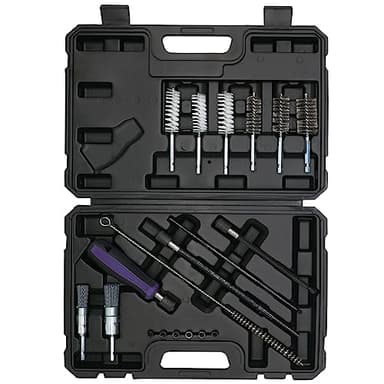 CHANG QI Kit Nettoyage Injecteur pour siège d'injecteur et Arbre d'injecteur 19 pièces, Buses d'injection avec brosses de Nettoyage en Fil d'acier et brosses en Nylon