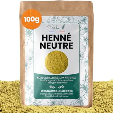 VIRHEA Henné Neutre 100 g (Incolore), Cheveux Brillants et Forts, Anti-Poux et Antipelliculaire, Soin 100% Naturel