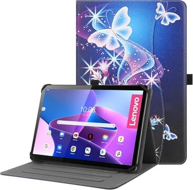 HGWALP Étui Universel pour Tablette 9",9.7",10.1",10.2",10.5",10.9",11",Housse Support en Cuir à Plusieurs Vues Angles dragonne pour Tablette 9" 10.1", avec Bande de Fixation en Silicone Réglable -PF