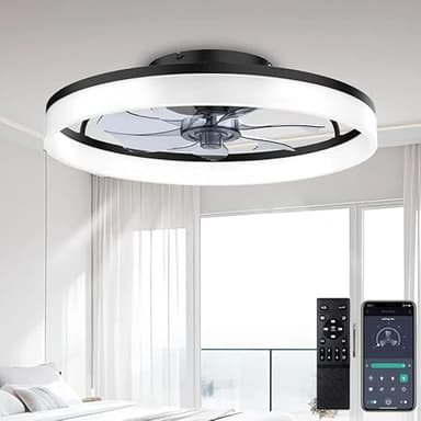 DWDVBL Ventilateur de Plafond Silencieux 48W 40CM Moderne Dimmable Plafonnier Ventilateur Invisible et Télécommande Ventilateur Plafond avec lumiere Plafonnier Pour Salon, Salle à Manger,Chambre