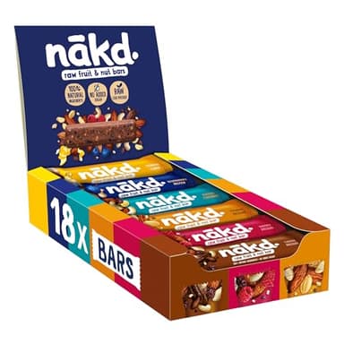 Nākd. Paquet Assortiment Nouveau Mix | Raw Barres de Fruits et Noix | 100% D'Ingrédients Naturels | Sans Sucre Ajoutés | Vegan | 18 x 35g | 630g