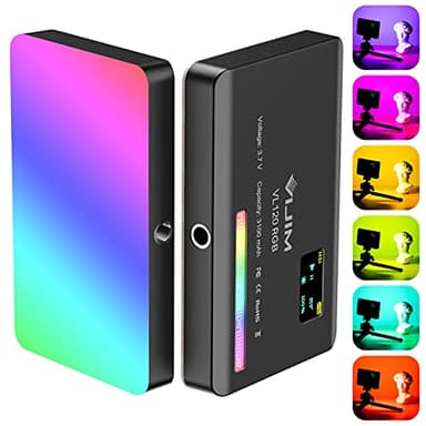 ULANZI VL120 RGB Lumière vidéo, Panneau Lumineux LED Portable pour caméra 0-360 Full Color, CRI 95+ 2500-9000K LED 3100mAh Rechargeable Eclairage DSLR pour Vlogging, Photographie, Vidéo Conférence