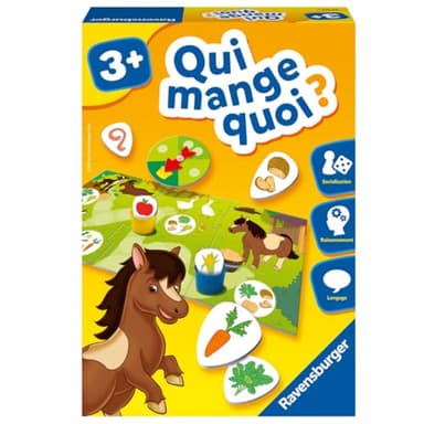 Ravensburger - Jeu Educatif - Qui Mange Quoi ? - Découverte des Animaux - Association logique - Développement du langage - 1 à 4 Joueurs, A partir de 3 Ans - 24034