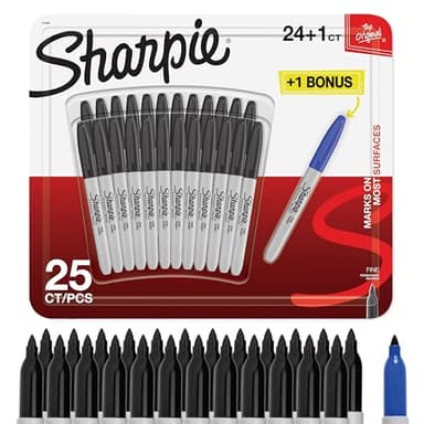 Marqueur indélébile à pointe fine Sharpie Pack of 24 + 1 noir