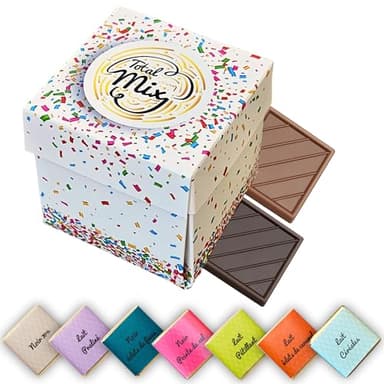 Coffret de Chocolats - Boîte de 40 Carrés de Chocolat Individuels - 7 Saveurs à Déguster ou Offrir - Chocolats au Lait et Noir - 100% Pur Beurre de Cacao - Fabriqué en France - 200 Gr