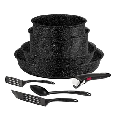 Tefal Ingenio, Lot 8pièces, Revêtement céramique antiadhésif, Induction, Casseroles, Poêles, Poignée amovible, Fabriqué en France, Intens' Ceram, L2649802