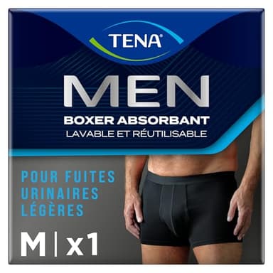 TENA Men - Caleçon de Protection Lavable Homme - Pour les Fuites Urinaires Légères - Coupe Classique - Noir - M