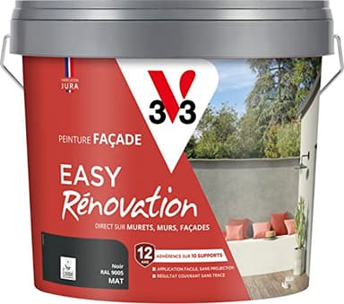 V33 Peinture pour façade - Easy Rénovation - Noir RAL 9005 10L