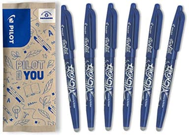 PILOT - Lot de 6 FriXion Ball 07 - Encre Gel Effaçable - Stylo Roller Rechargeable - Bleu - Pointe moyenne